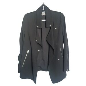 Aritzia Wilfred Mayet Black Japanese Crepe Moto Jacket Womens